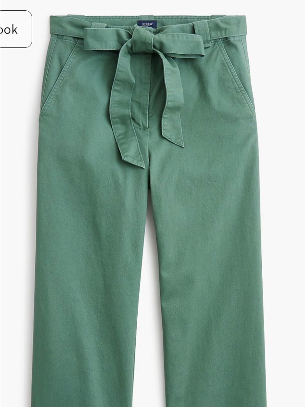 JCrew NWT High-Rise Tie-Waist Wide Leg Pants - Green